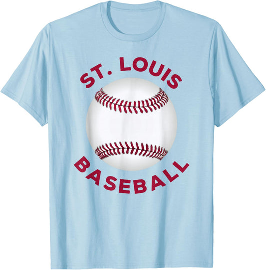 Classic St. Louis Missouri Baseball Fan Retro T-Shirt - T-Shirt | Light Blue