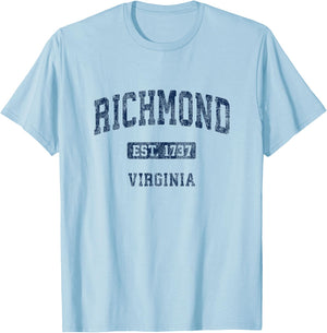 Richmond Virginia VA Vintage Athletic Sports Design T-Shirt - T-Shirt | Light Blue