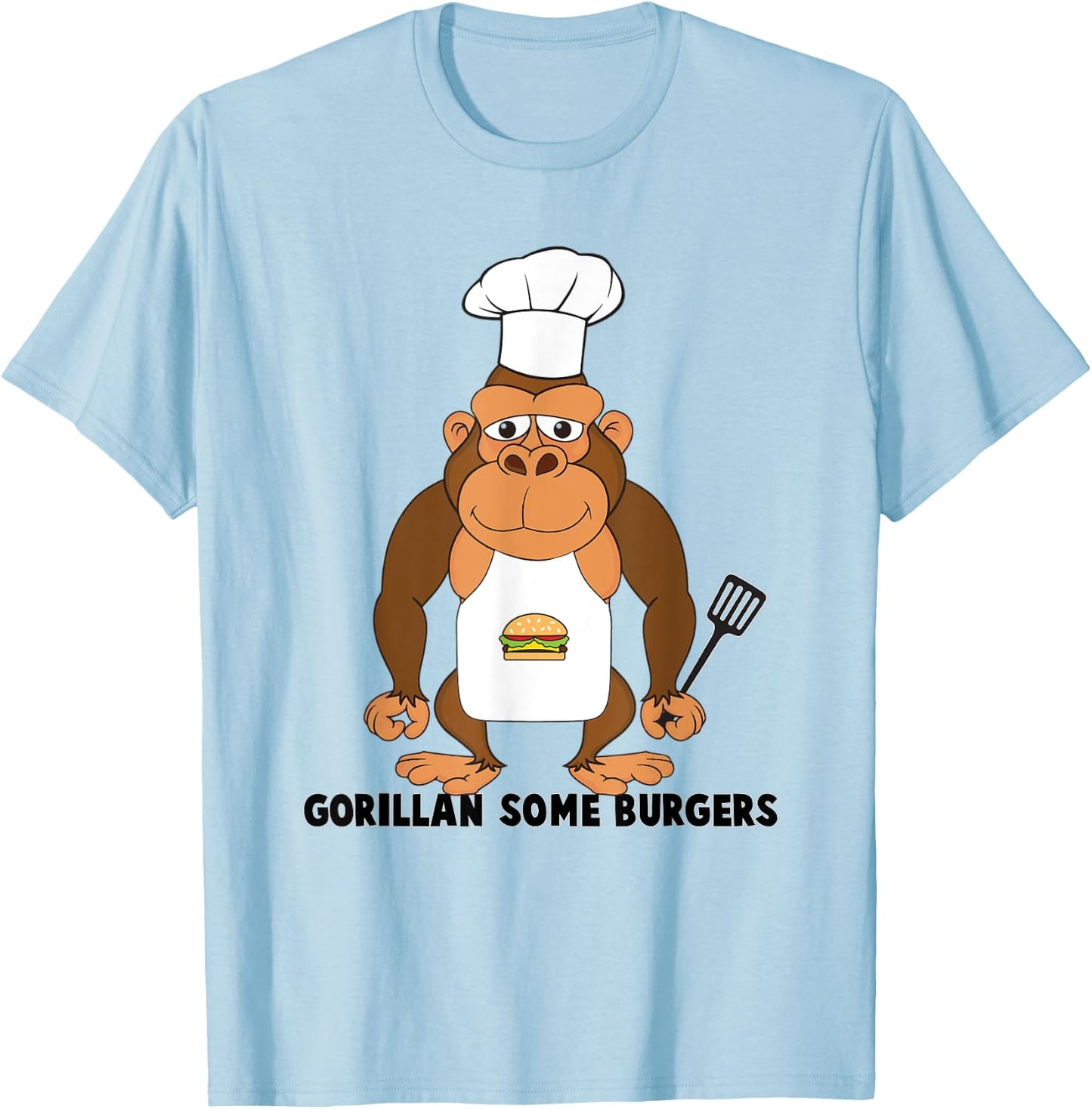 Dad BBQ Grill Gorilla Chef Hamburgers Cooking Gifts T-Shirt - T-Shirt | Light Blue