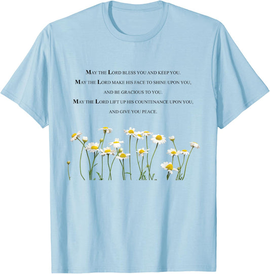 Encouraging, "May the Lord Bless you and keep you" T-Shirt - T-Shirt | Light Blue
