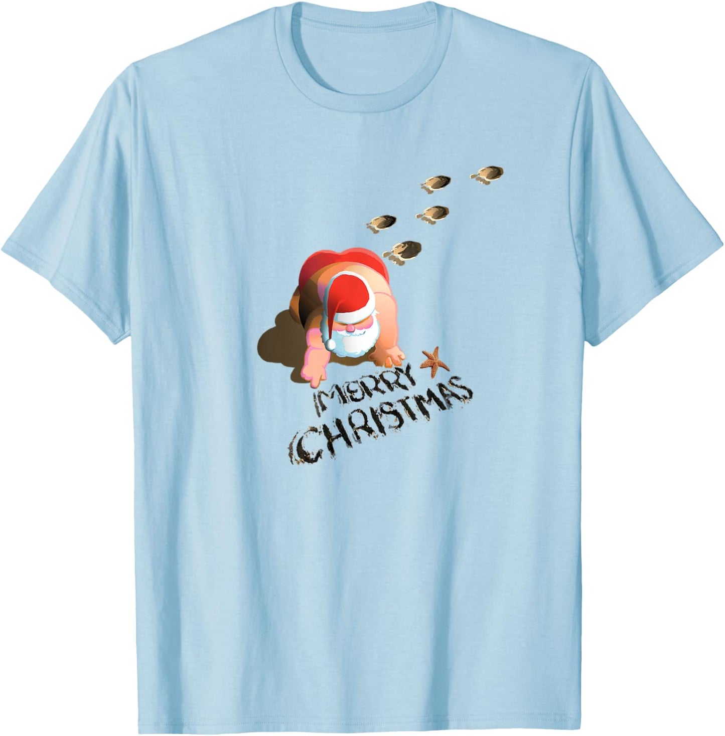 Merry Christmas - Beach Christmas T-Shirt - T-Shirt | Light Blue