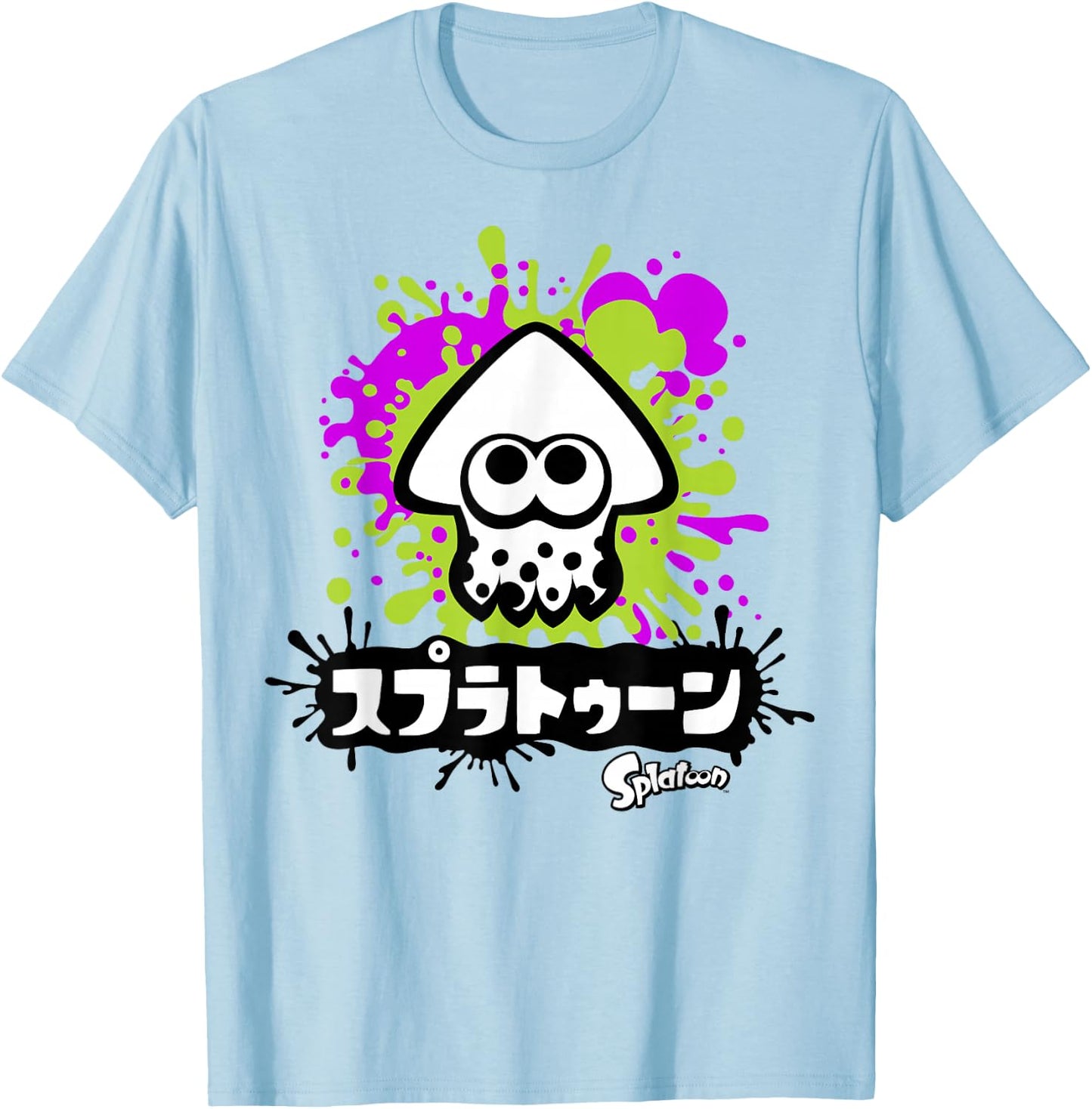 Nintendo Splatoon Inkling Text Splatter Graphic T-Shirt - T-Shirt | Light Blue