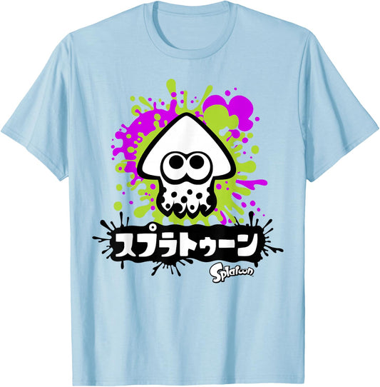 Nintendo Splatoon Inkling Text Splatter Graphic T-Shirt - T-Shirt | Light Blue