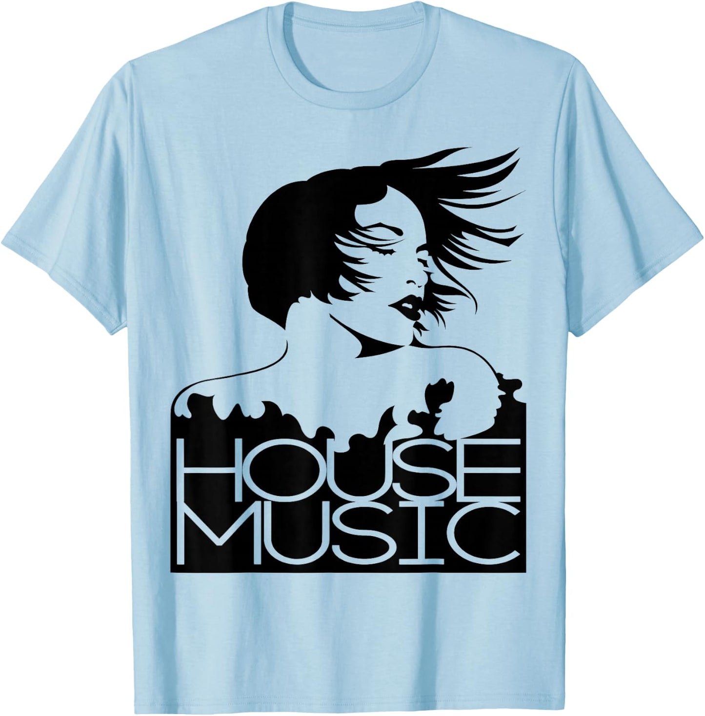 House Music Shirt, House Music All Night Long, EDM, Rave T-Shirt - T-Shirt | Light Blue