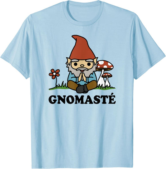 Gnomaste Cute Meditating Gnome Funny Yoga T-Shirt - T-Shirt | Light Blue