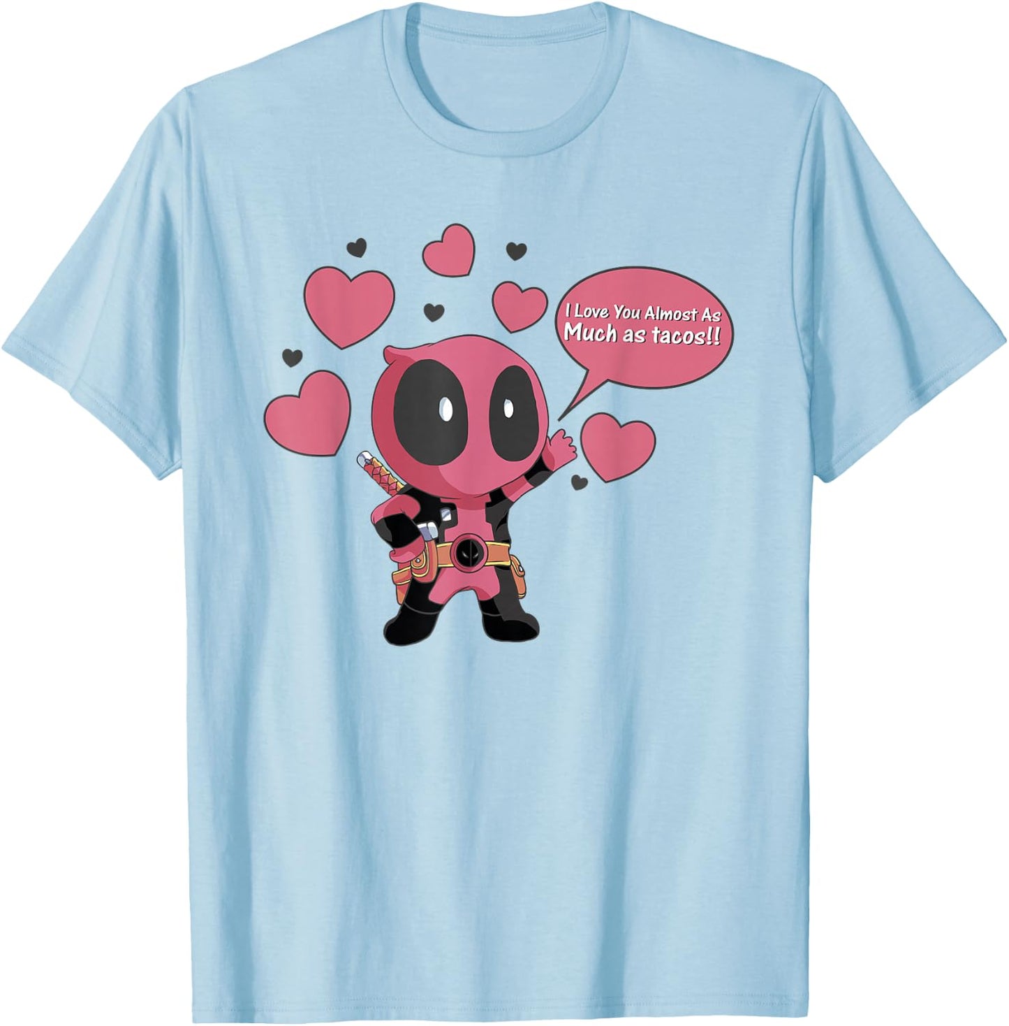 Marvel Deadpool Chibi Taco Love Valentine's Graphic T-Shirt - T-Shirt | Light Blue