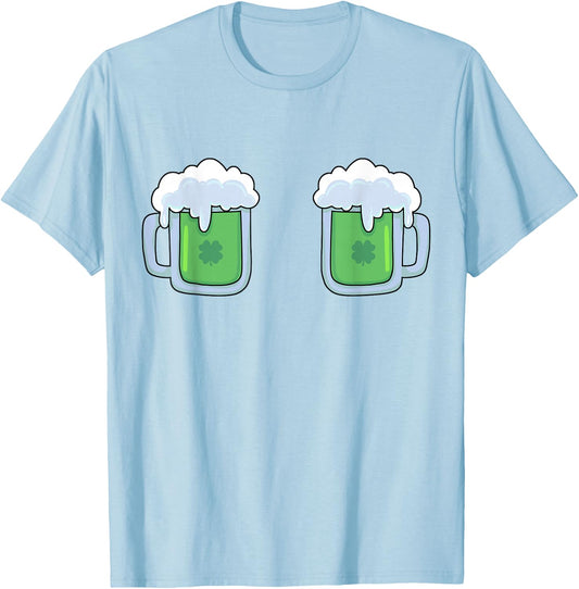 Funny St Patricks Day Drinking Irish Shamrock Green Beer Mug T-Shirt - T-Shirt | Light Blue