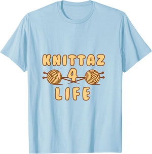 Knittaz 4 Life Funny Knitting Club T-Shirt - T-Shirt | Light Blue