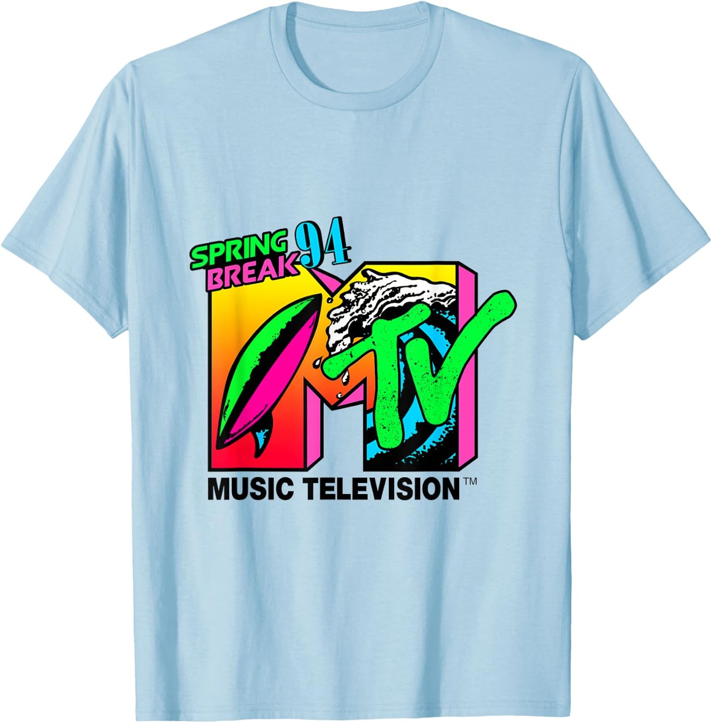 Classic MTV Logo Spring Break 94' T- Shirts T-Shirt - T-Shirt | Light Blue