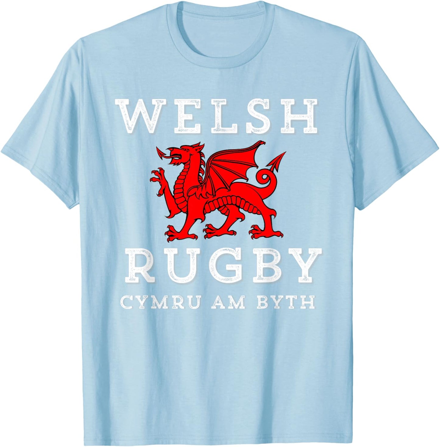 Cymru Am Byth Welsh Rugby Wales Forever Dragon T-Shirt - T-Shirt | Light Blue