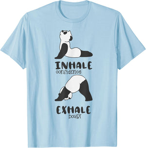 Funny Panda Bear Inhale Exhale Panda Yoga T-Shirt - T-Shirt | Light Blue