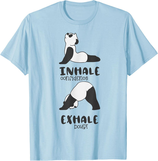 Funny Panda Bear Inhale Exhale Panda Yoga T-Shirt - T-Shirt | Light Blue