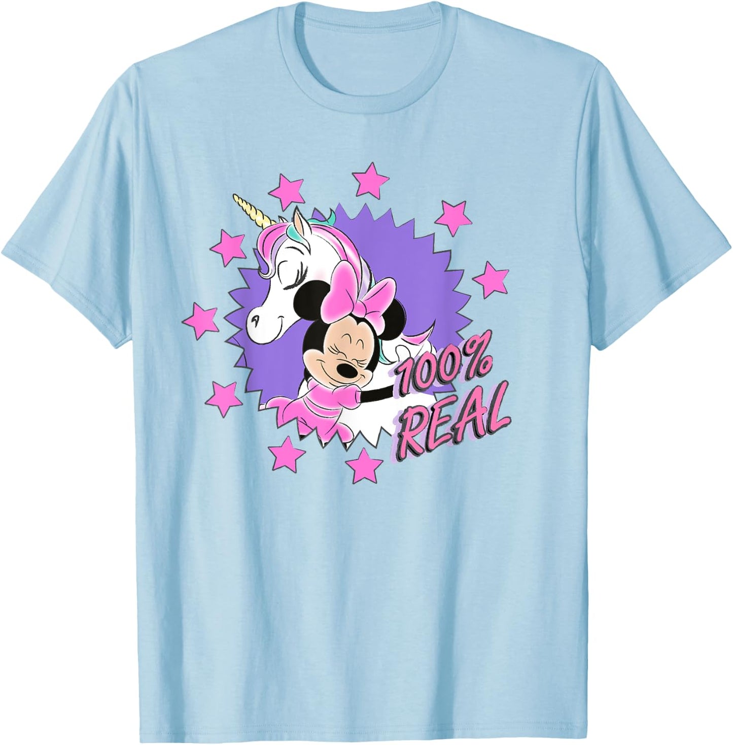 Disney Minnie Mouse Unicorn 100% Real T-Shirt - T-Shirt | Light Blue