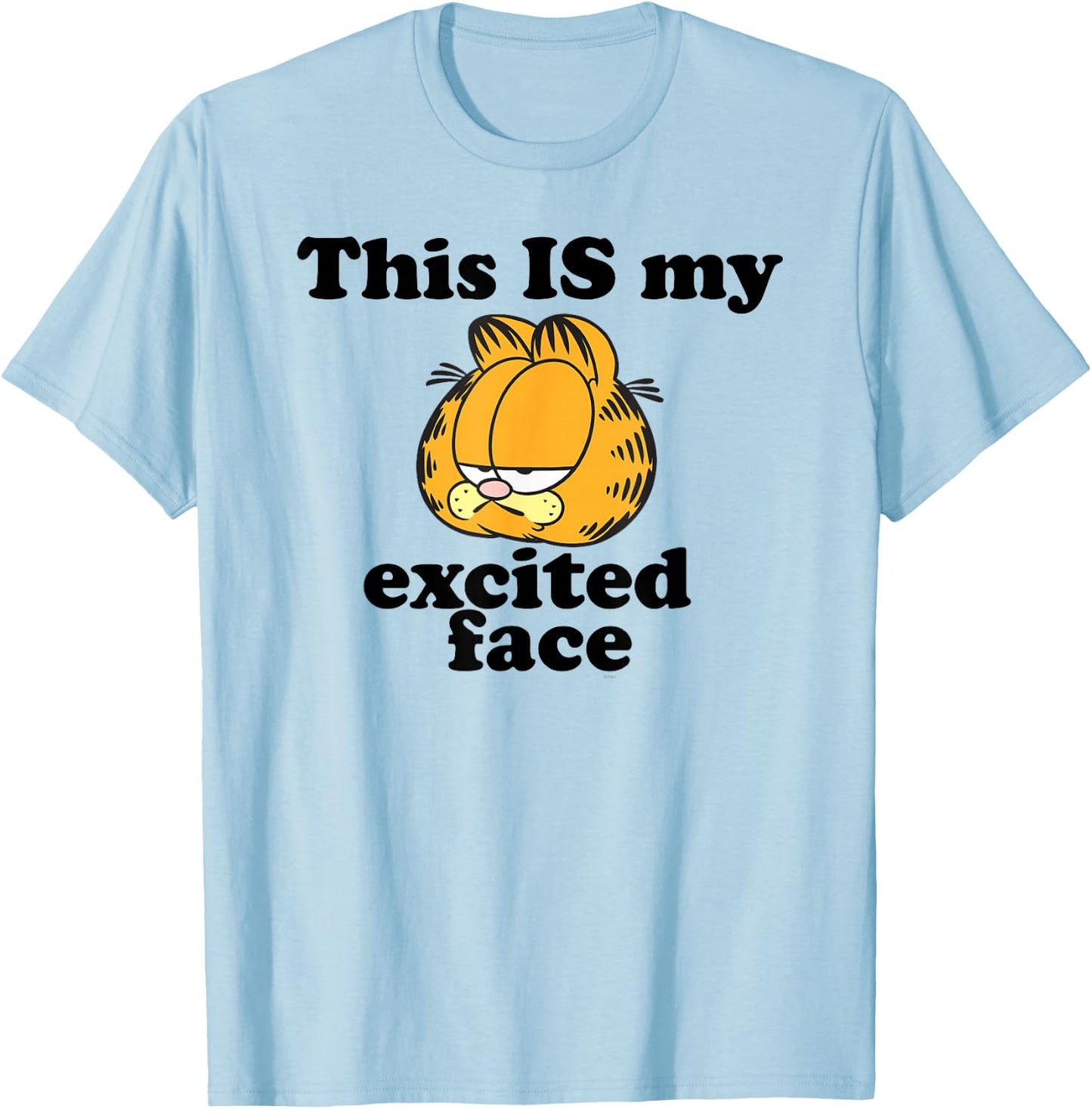 Garfield This is My Excited Face Sarcastic Cartoon Cat T-Shirt - T-Shirt | Light Blue