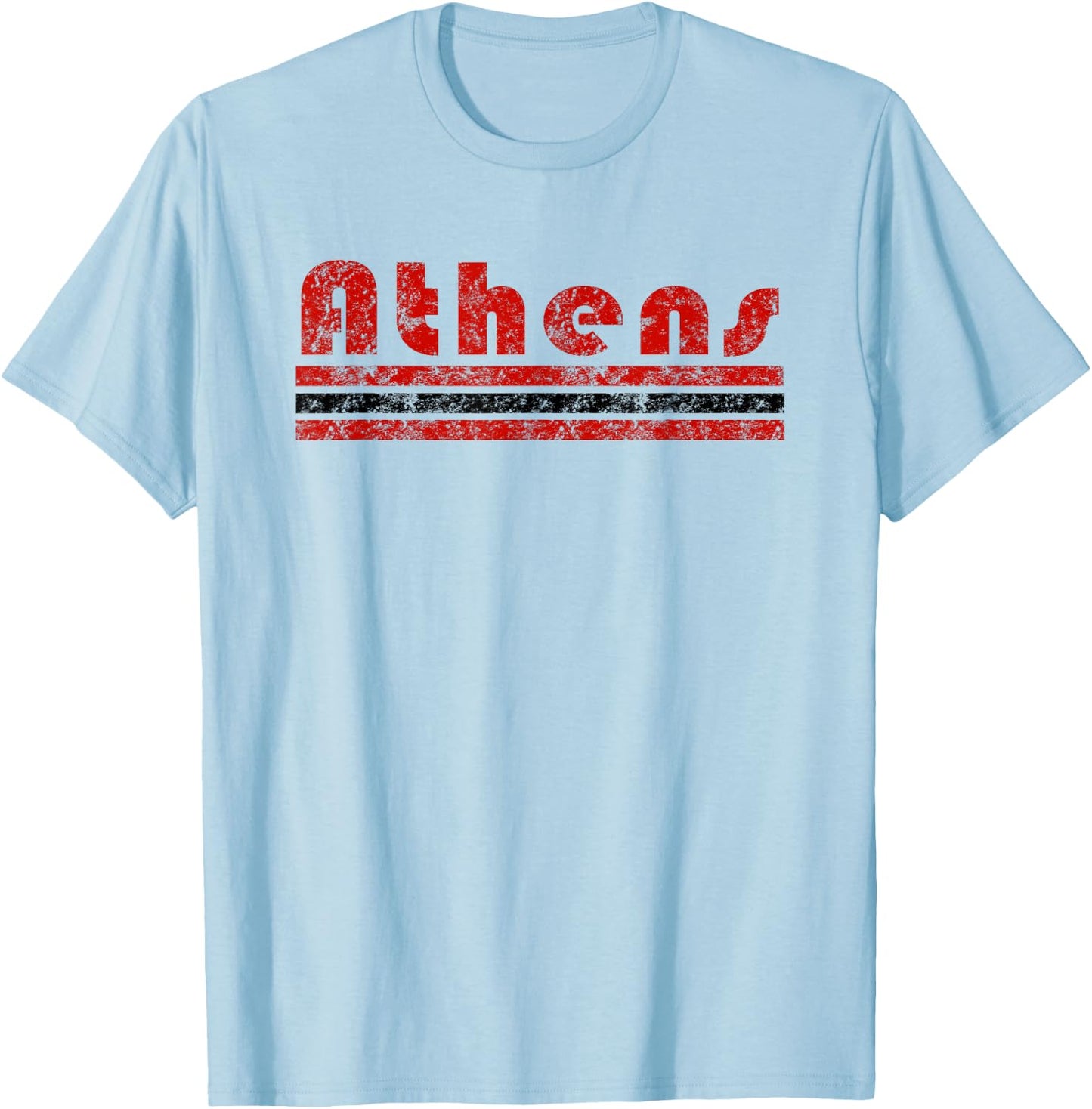 Athens Georgia Retro Three Stripe Weathered Vintage T-Shirt - T-Shirt | Light Blue