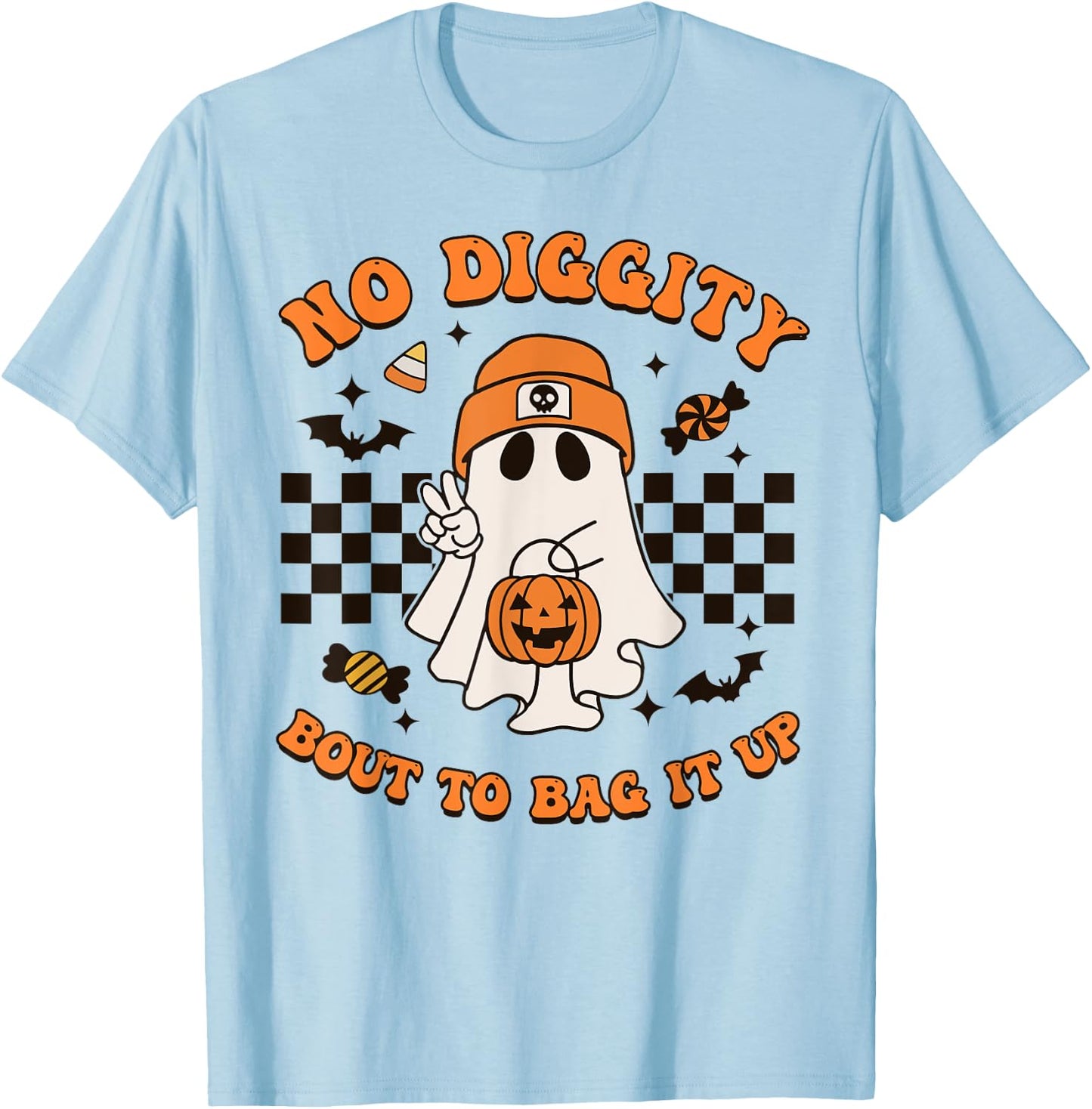 Halloween Ghost No Diggity Bout to Bag it Up Toddler Kids T-Shirt - T-Shirt | Light Blue