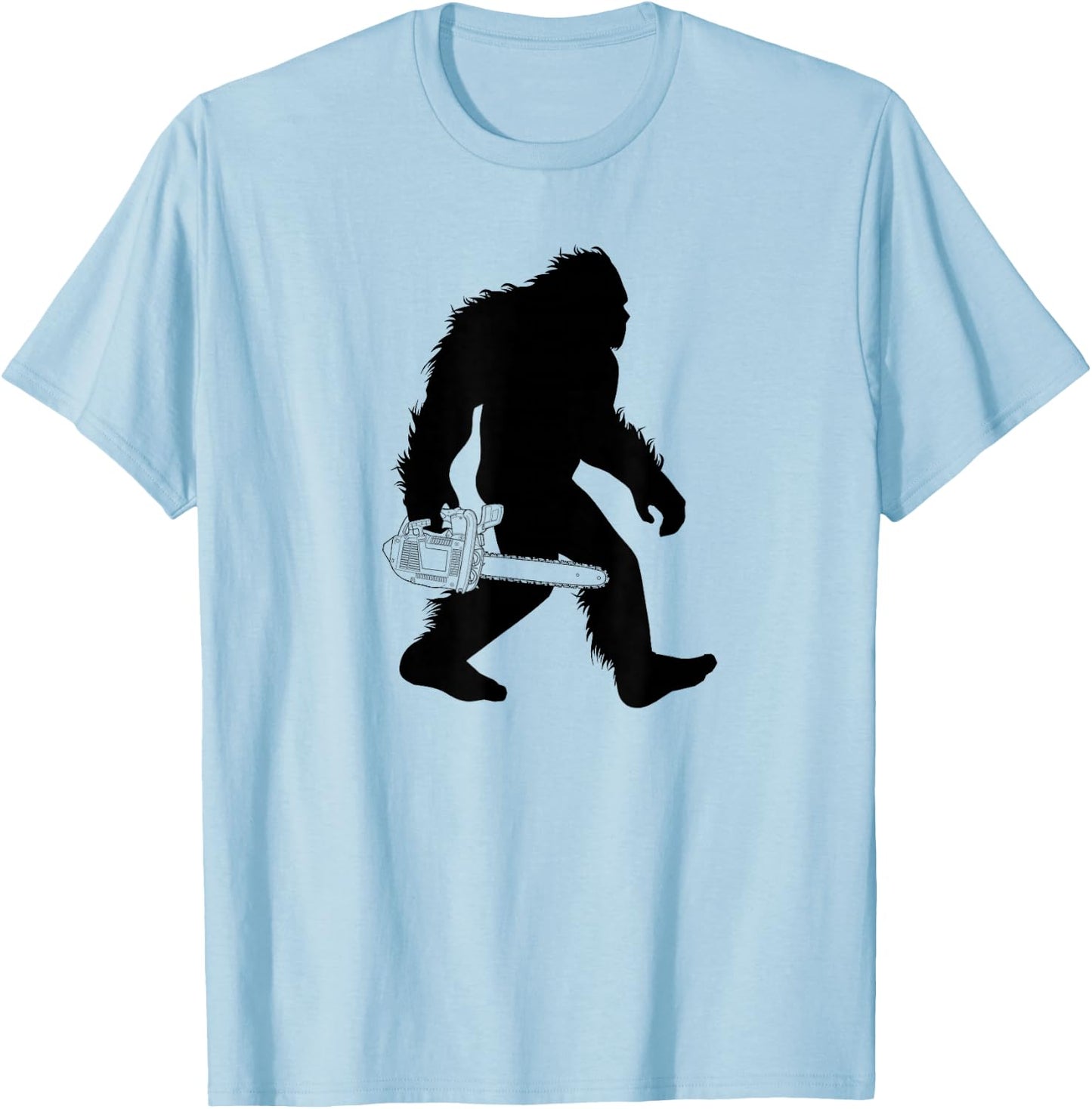 Bigfoot Carrying Chainsaw , Lumberjack Sasquatch T-Shirt - T-Shirt | Light Blue