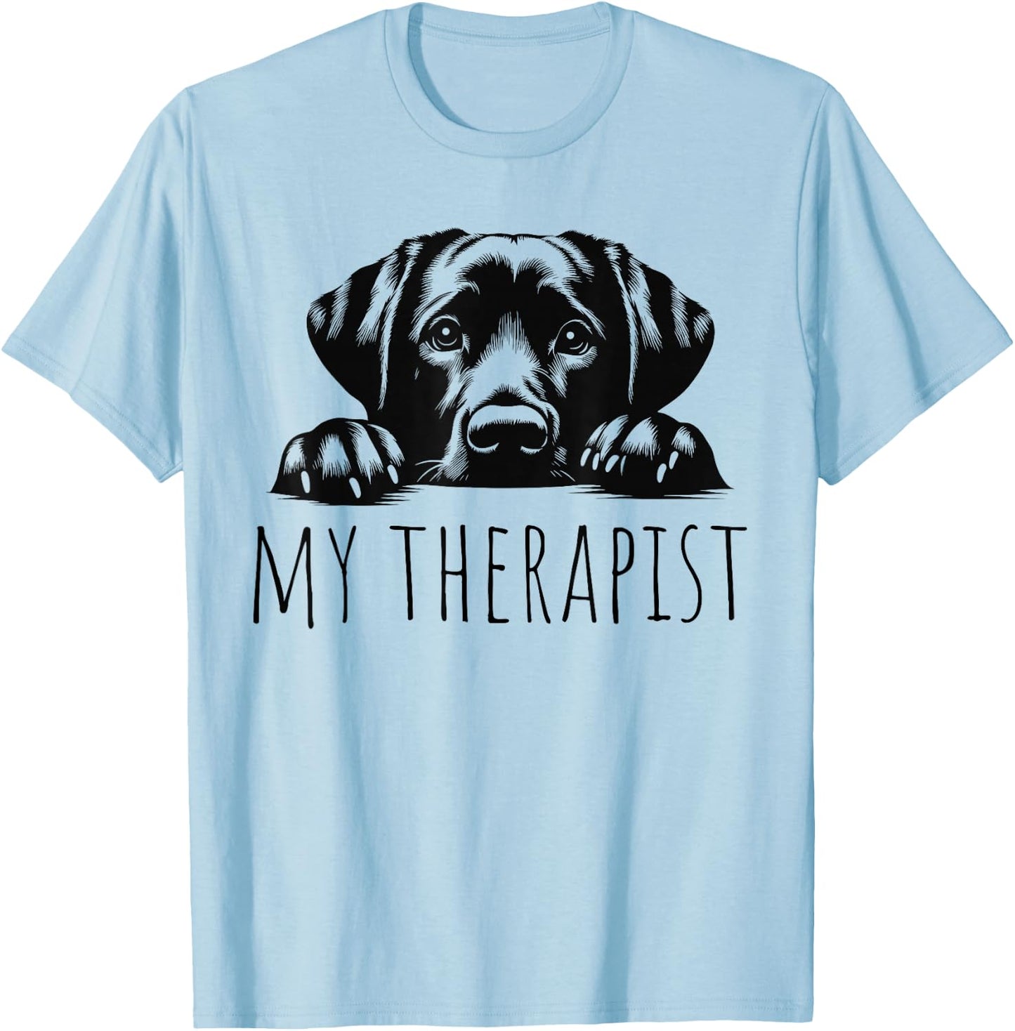 LABLOVE -Adult Dog Lovers All Ages Grey Cartoon Modern Classic Fit Round Collar Short Sleeve T-Shirt - T-Shirt | Light Blue
