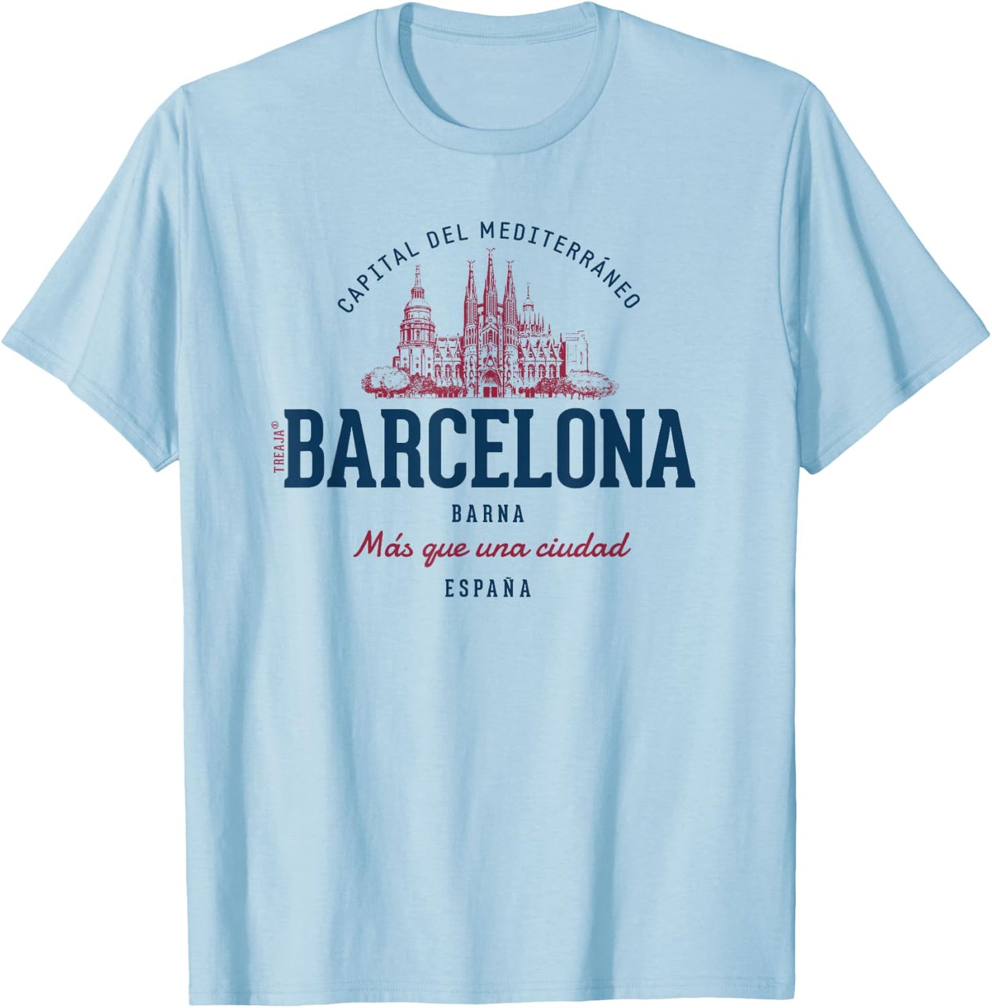 Spain Retro Styled Vintage Barcelona T-Shirt - T-Shirt | Light Blue