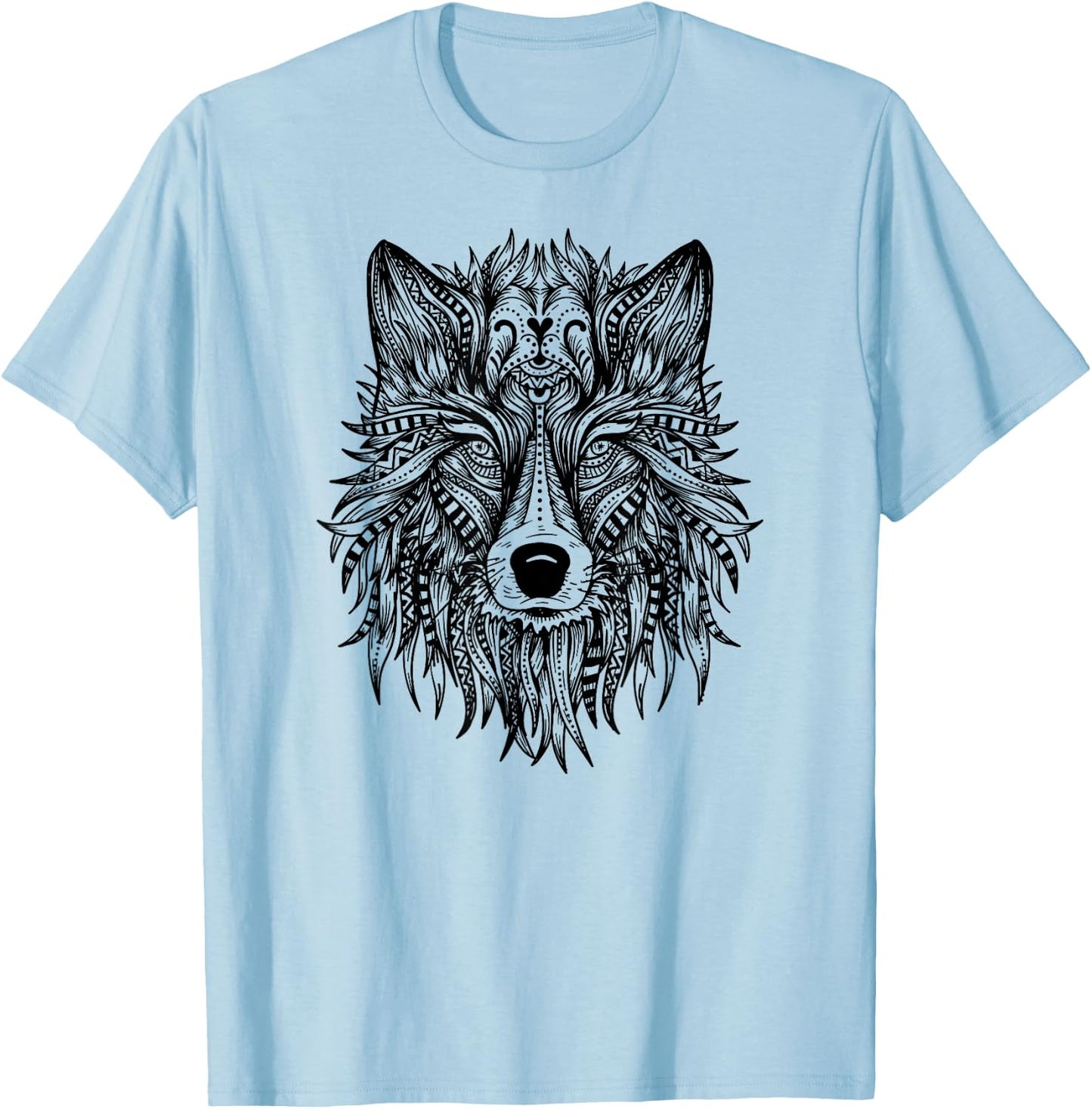Mandala Wolf Tattoo Art Wolves Lover Shirt Girls Women T-Shirt - T-Shirt | Light Blue