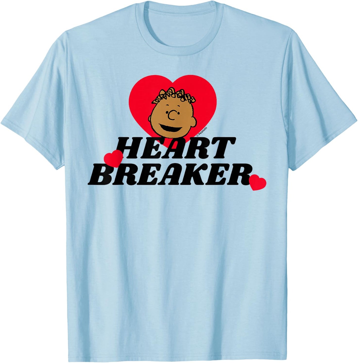 Peanuts Franklin Heartbreaker Adult Blue Small Short Sleeve T-Shirt - T-Shirt | Light Blue