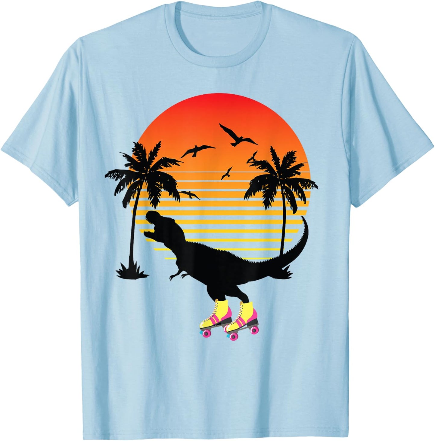 Vintage Trex Roller Skate Derby California 80s T-Shirt - T-Shirt | Light Blue