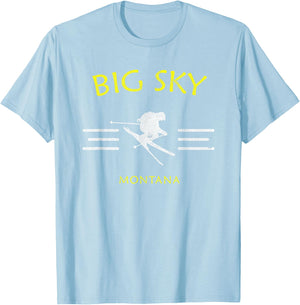 Big Sky Skiing Montana Ski T-Shirt - T-Shirt | Light Blue