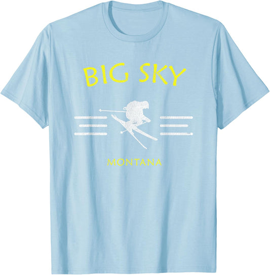 Big Sky Skiing Montana Ski T-Shirt - T-Shirt | Light Blue