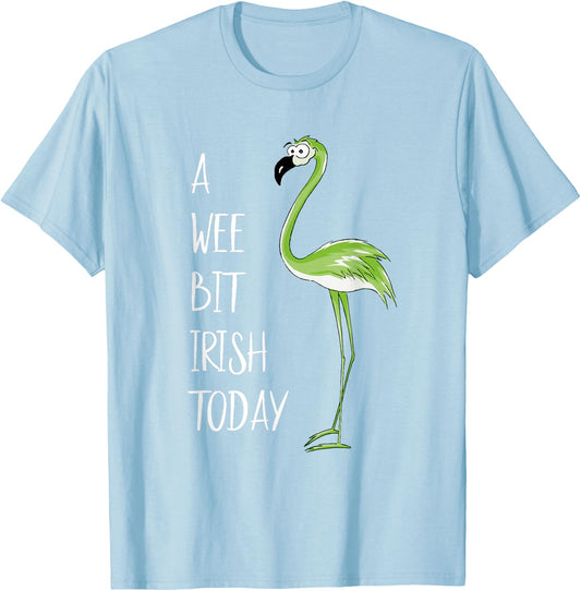 A Wee Bit Irish Today Green Flamingo St Pattys Day T-Shirt - T-Shirt | Light Blue