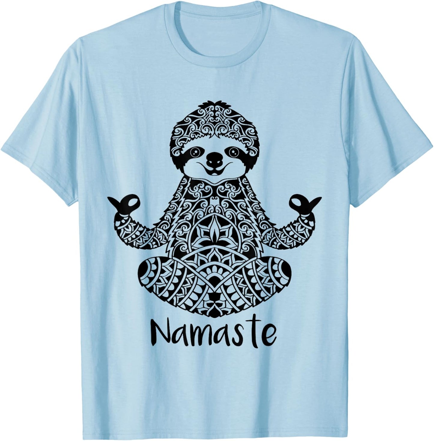 Namaste Sloth Yoga Easy Pose T-Shirt - T-Shirt | Light Blue
