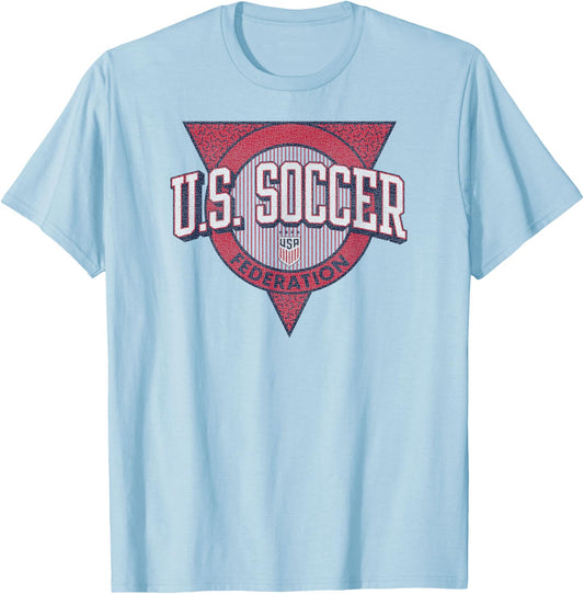 U.S. Soccer Retro Triblock Gray USWNT Officially Licensed T-Shirt - T-Shirt | Light Blue