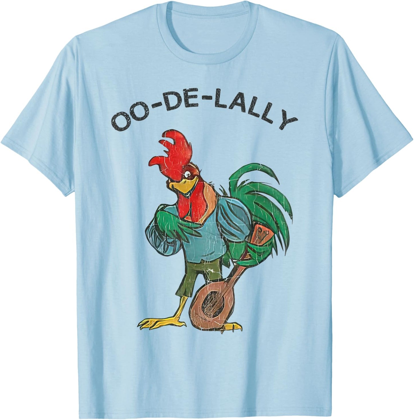 Retro Oo-de-lally Singing Rooster Vintage Guitar Chicken T-Shirt - T-Shirt | Light Blue