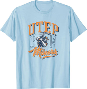 University of Texas El Paso UTEP Miners Vintage Script T-Shirt - T-Shirt | Light Blue
