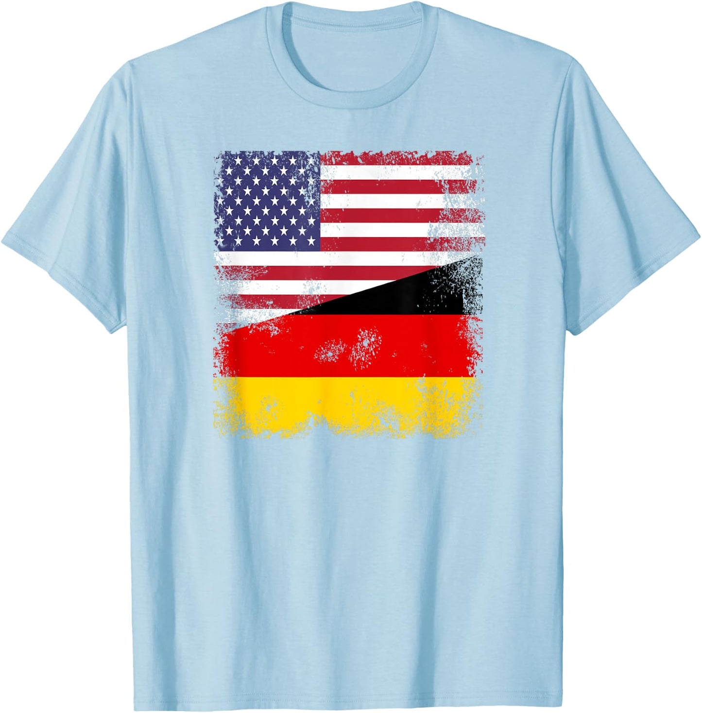 Half German Flag | Vintage Germany USA Gift T-Shirt - T-Shirt | Light Blue