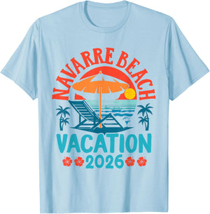Navarre Beach Florida 2026 Family Vacation Summer Vibes T-Shirt - T-Shirt | Light Blue