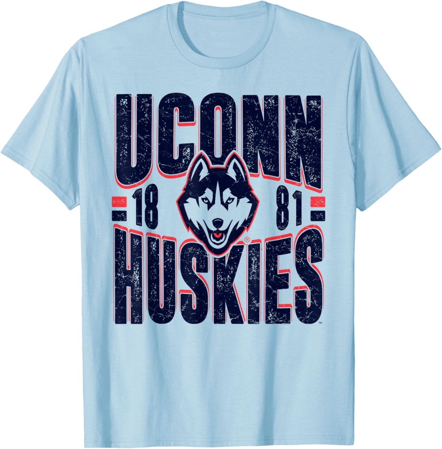 Connecticut Huskies Vintage 90's Retro White T-Shirt - T-Shirt | Light Blue