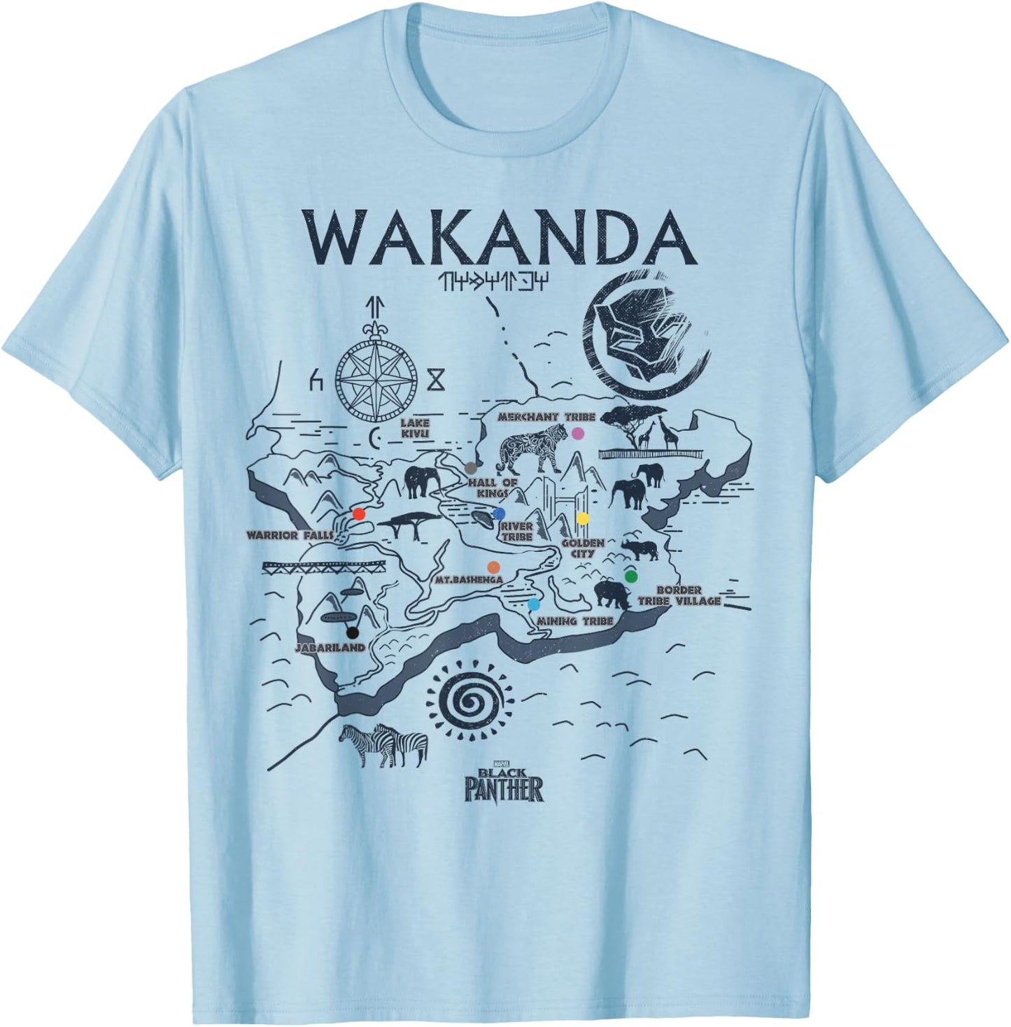 Marvel Black Panther Kingdom of Wakanda Map Graphic T-Shirt - T-Shirt | Light Blue