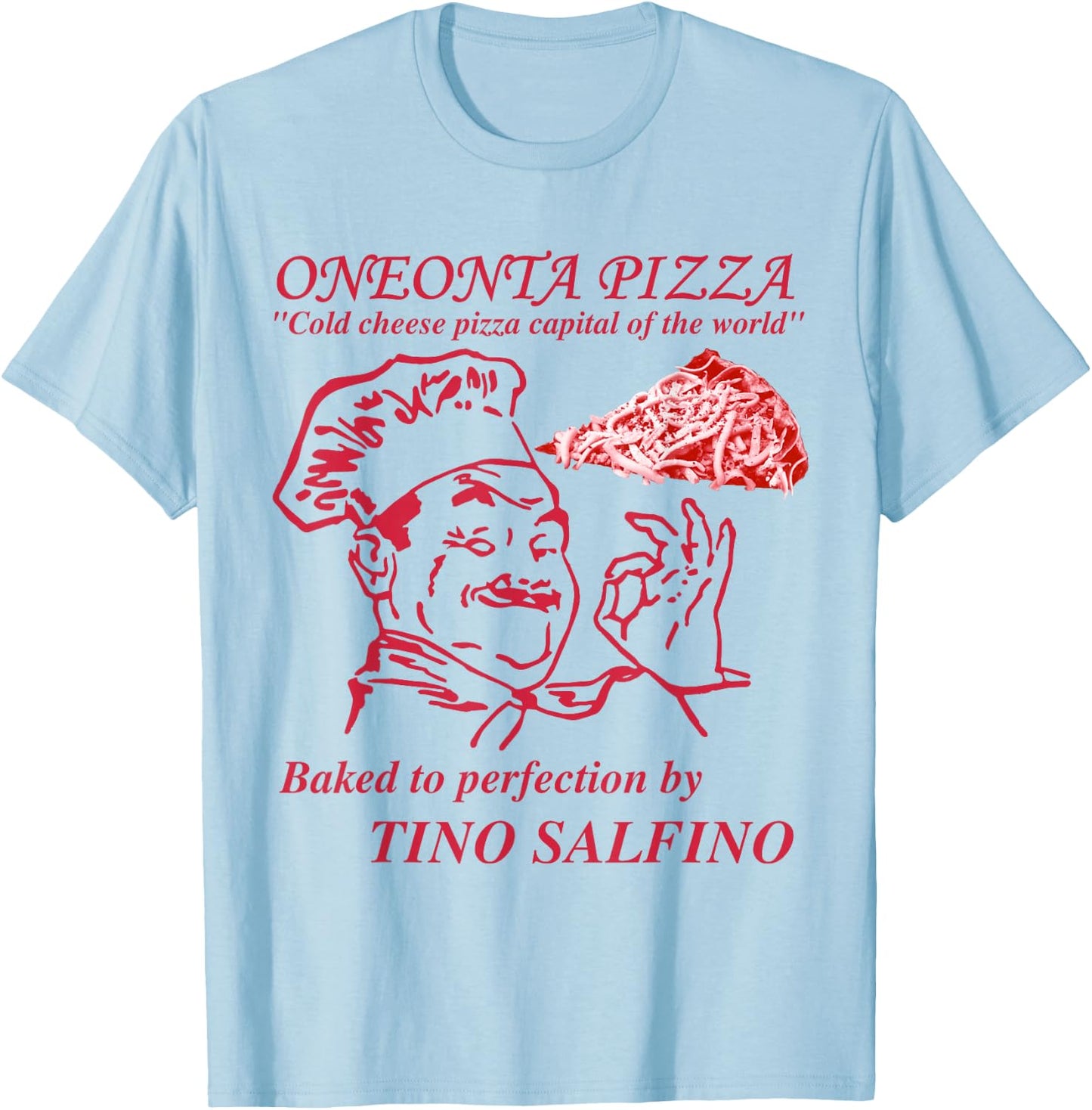 133 Apparel Oneonta NY Cold Cheese Pizza T-Shirt - T-Shirt | Light Blue