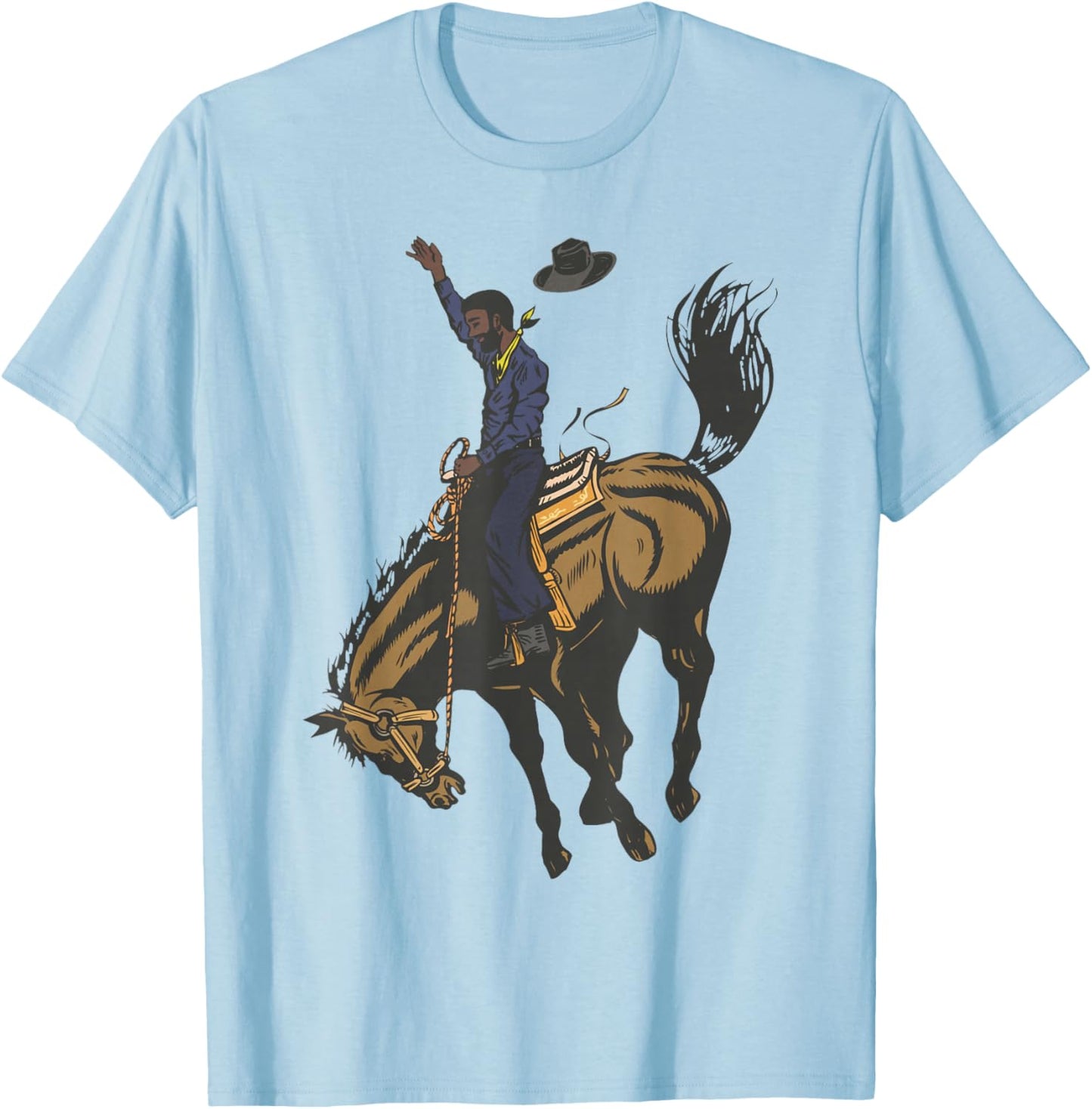 Black Cowboy Western Rodeo Melanin Black History Texas Men T-Shirt - T-Shirt | Light Blue