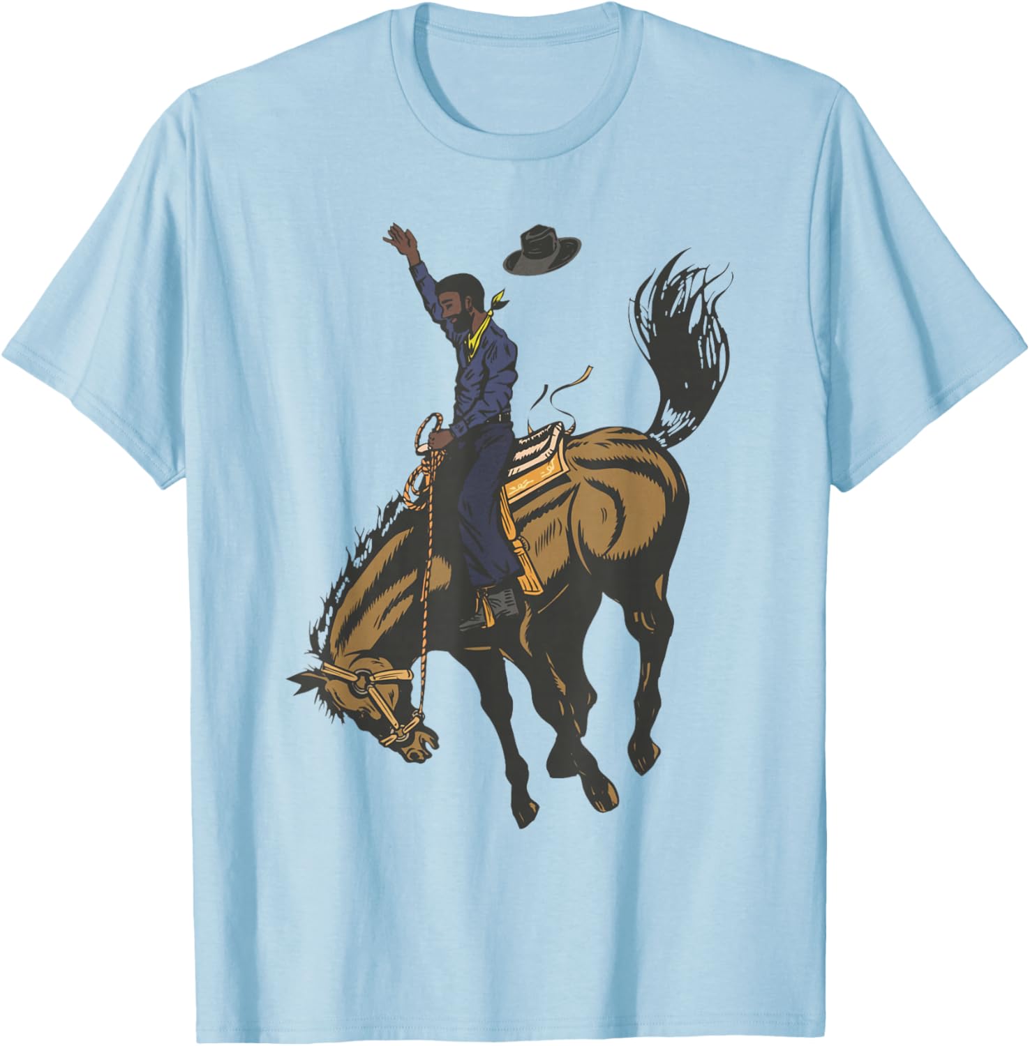 Black Cowboy Western Rodeo Melanin Black History Texas Men T-Shirt - T-Shirt | Light Blue
