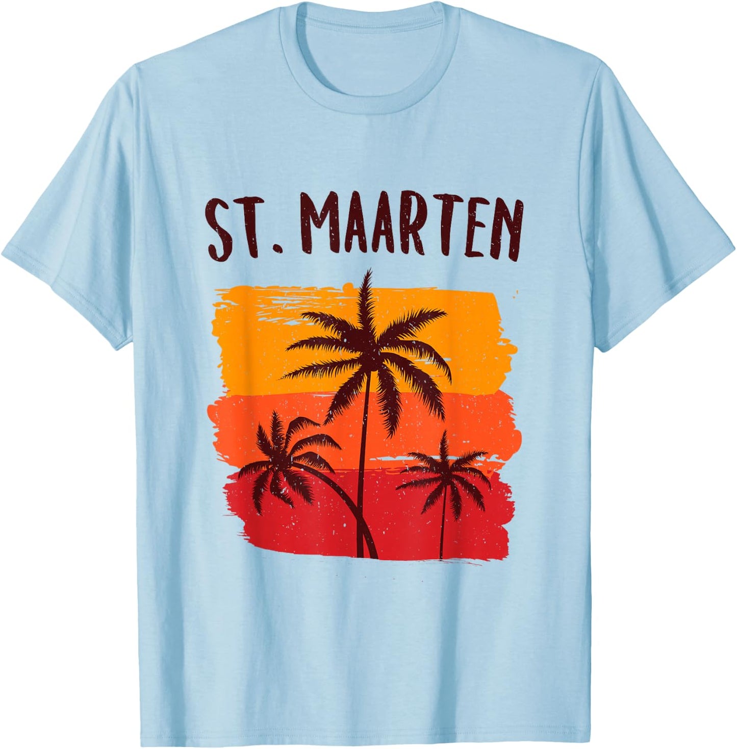 St. Maarten Retro Tropical Cruise Vacation Souvenir Graphic T-Shirt - T-Shirt | Light Blue