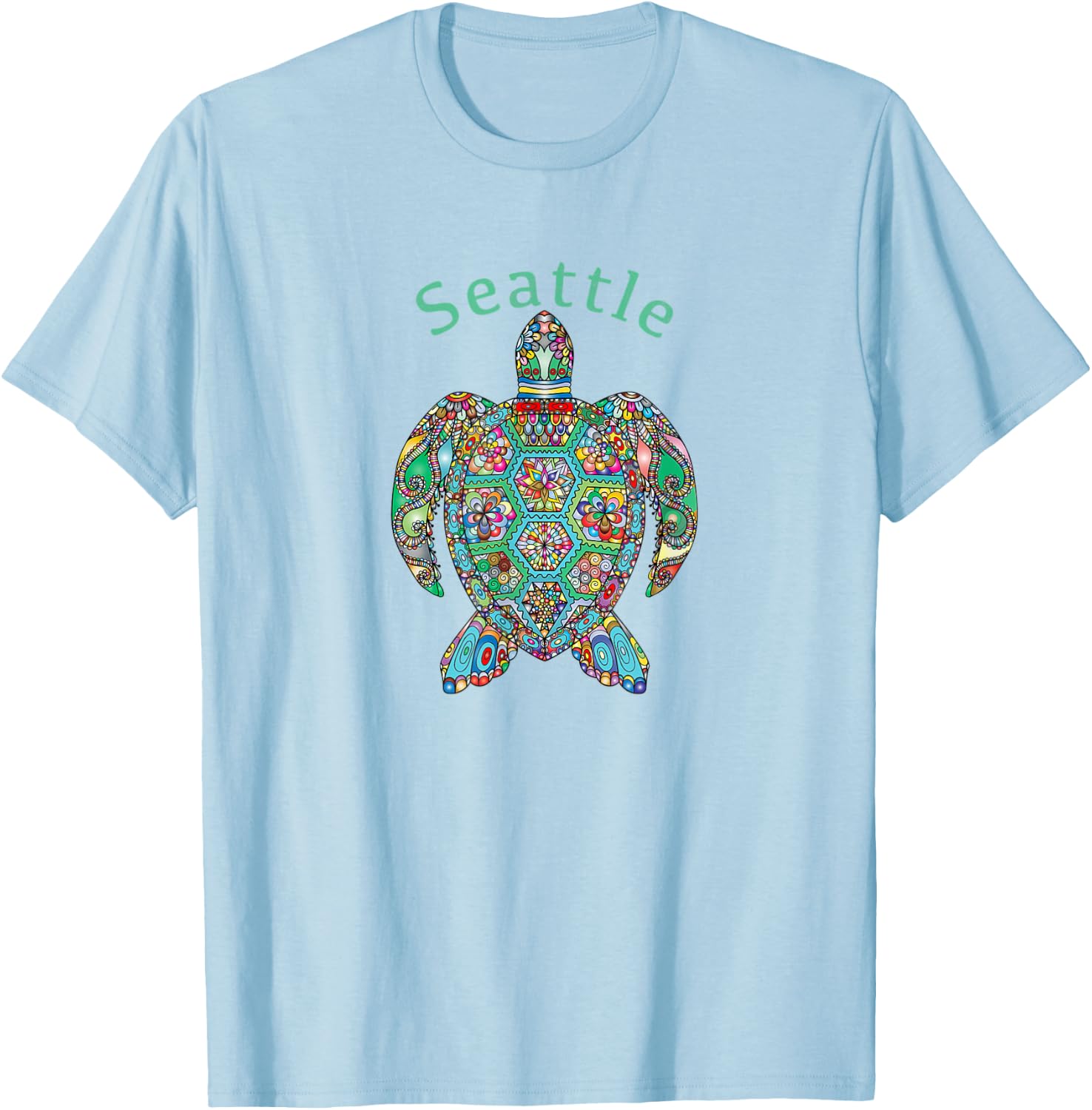 Seattle Tribal Turtle Gift T-Shirt - T-Shirt | Light Blue