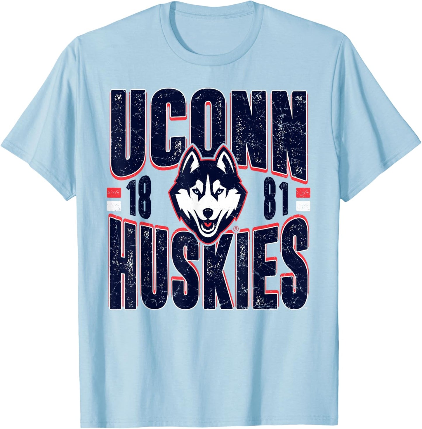 Connecticut Huskies Vintage 90's Retro Gray T-Shirt - T-Shirt | Light Blue