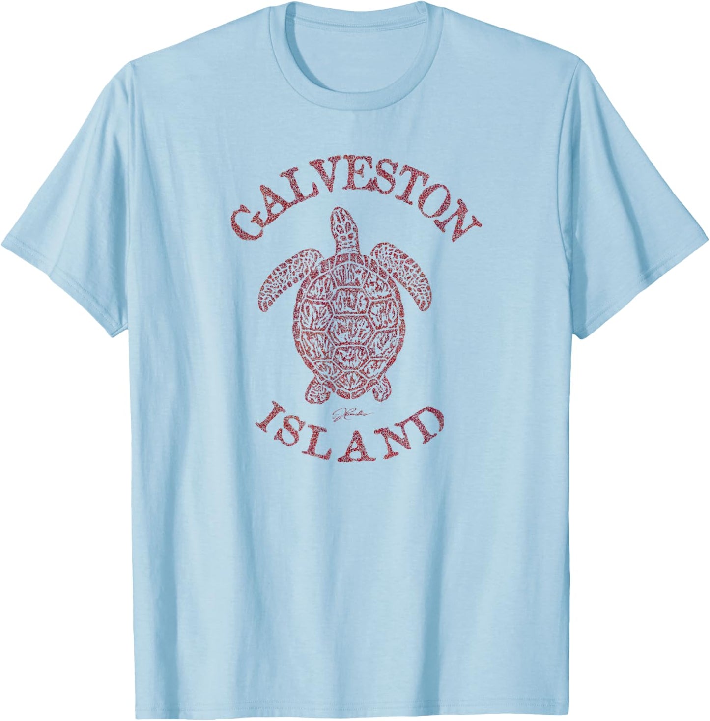 JCombs: Galveston Island, TX, Sea Turtle (Distressed) T-Shirt - T-Shirt | Light Blue