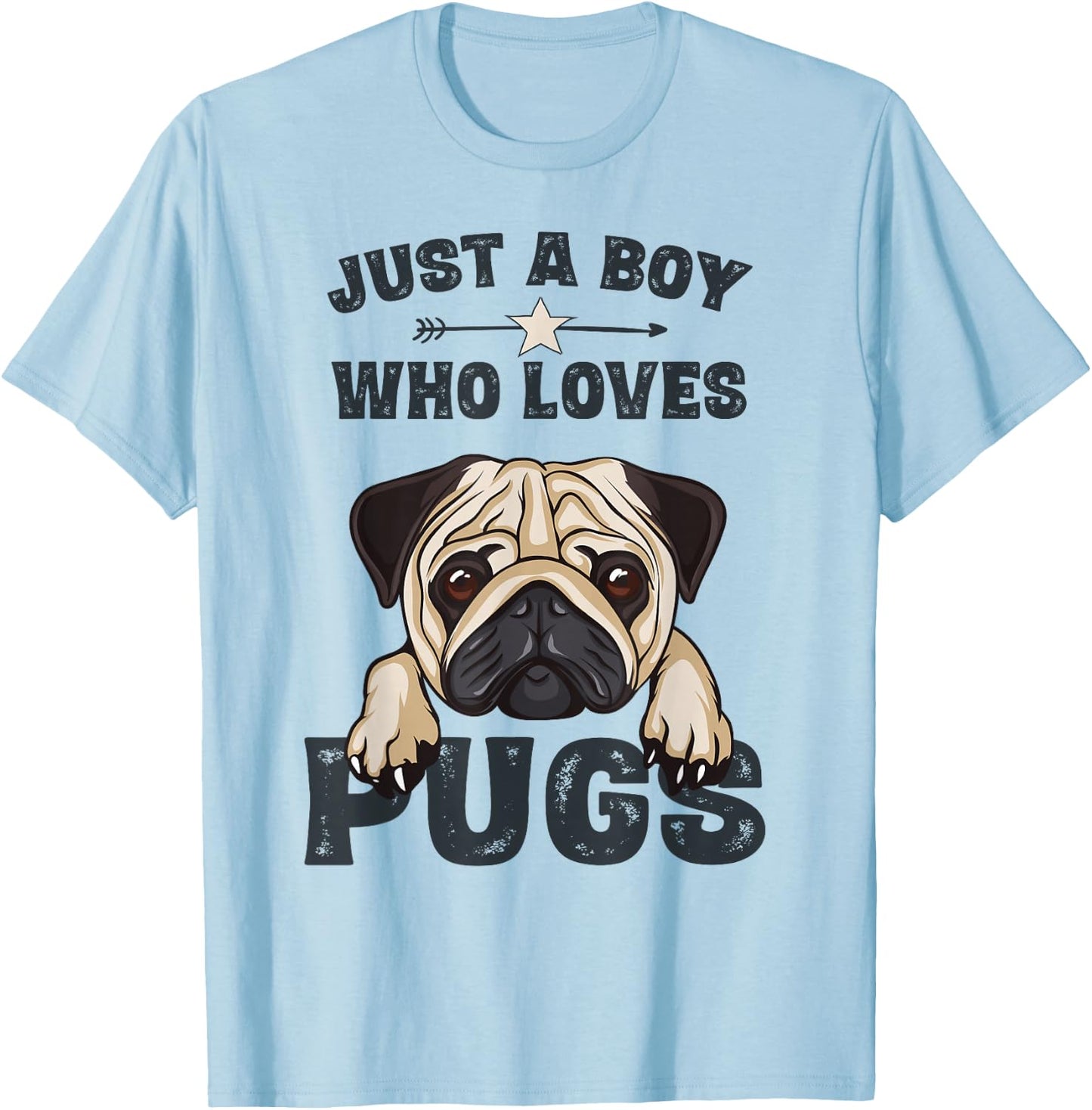 Love Pugs Funny Cute Pug Lover Saying Gift Boys T-Shirt - T-Shirt | Light Blue