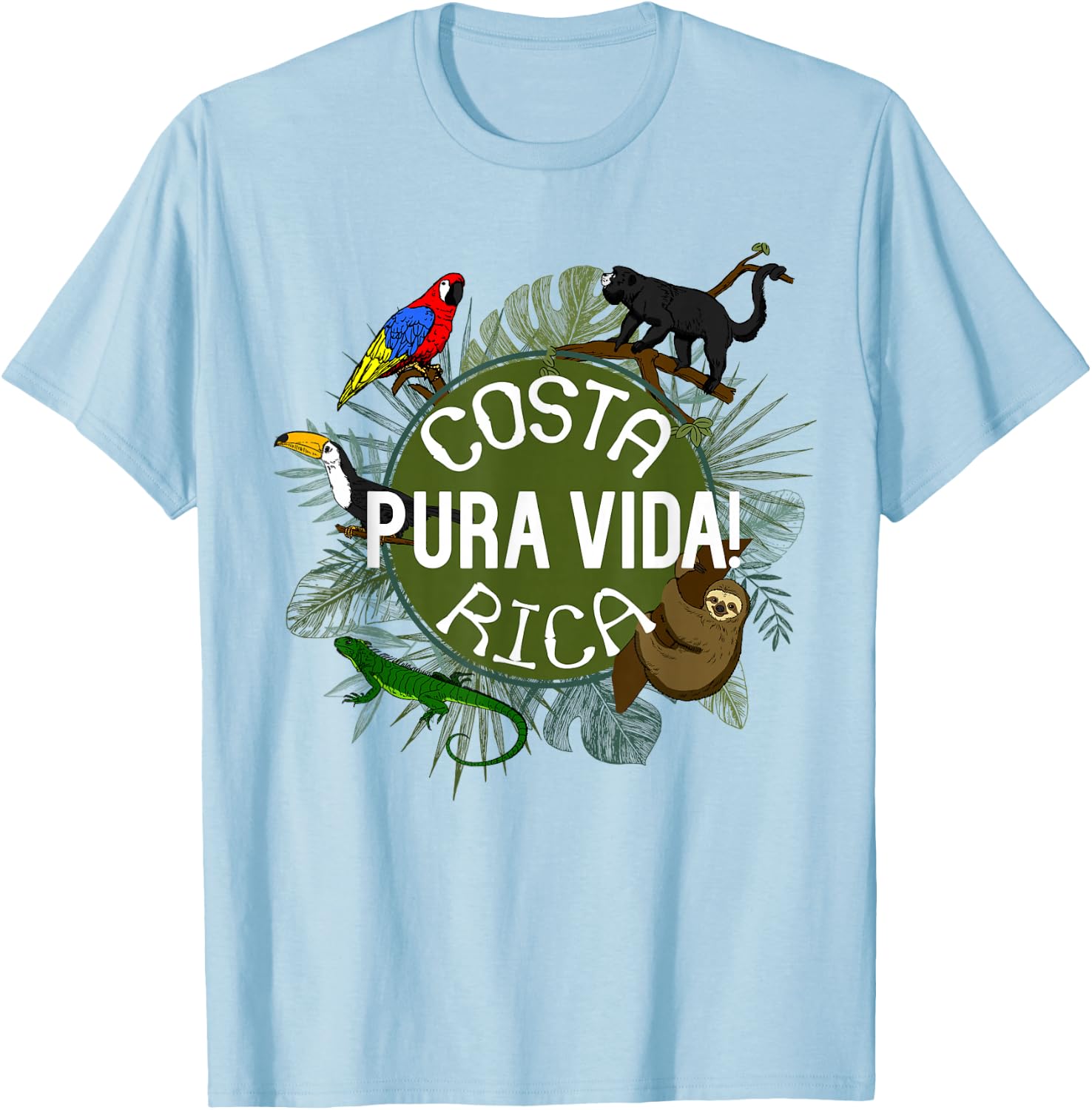 Pura Vida Costa Rica ! Party Animals! T-Shirt - T-Shirt | Light Blue