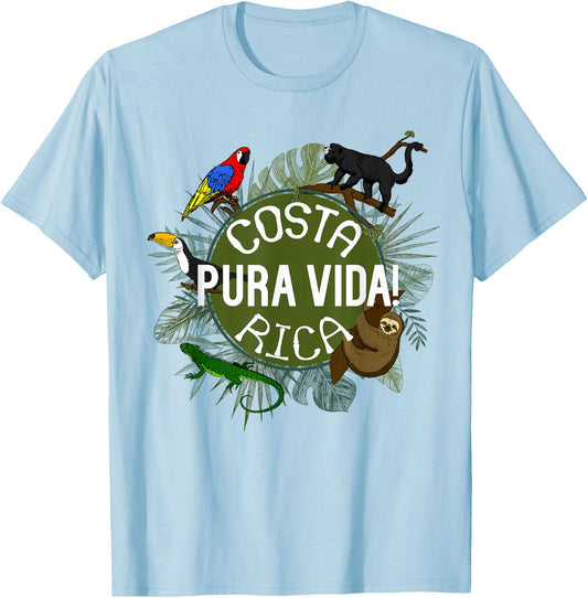 Pura Vida Costa Rica ! Party Animals! T-Shirt - T-Shirt | Light Blue