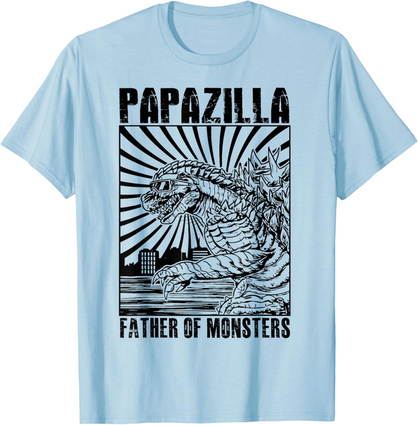 Vintage Papazilla Father Of The Monsters Dad Fathers Day T-Shirt - T-Shirt | Light Blue