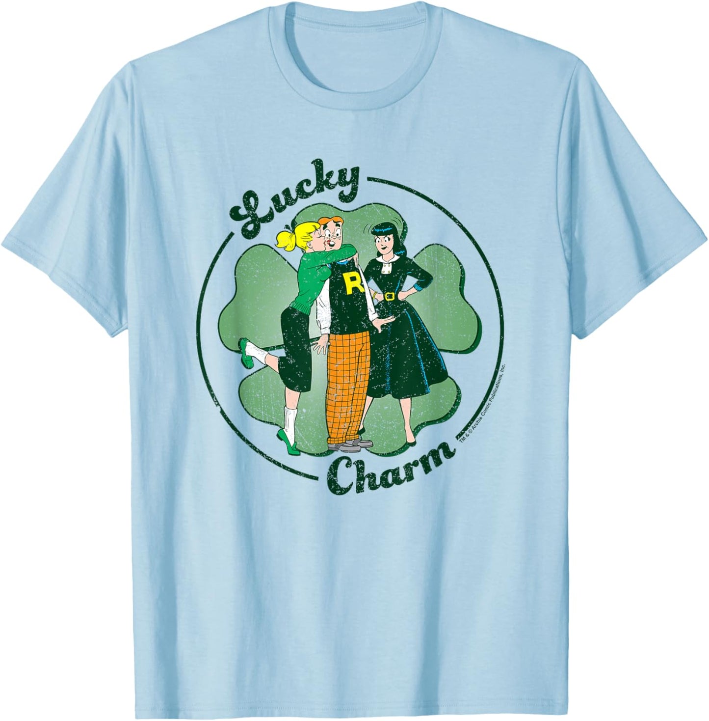 Archie Comics St. Patrick's Day Lucky Charm Distressed T-Shirt - T-Shirt | Light Blue
