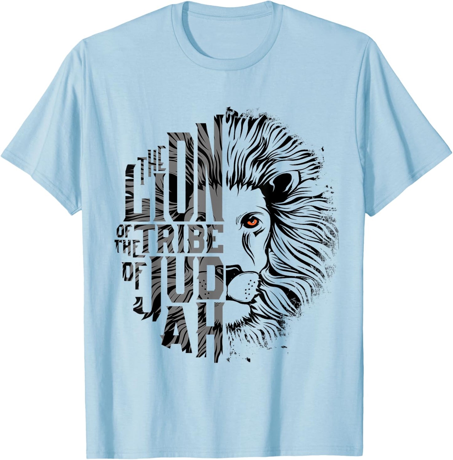 Lion of Tribe of Judah Religious Graphic Christian Worship T-Shirt - T-Shirt | Light Blue
